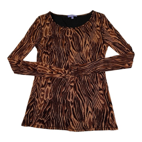 Vintage Vivienne Tam‎ Long Sleeve Top Leopard Pattern Sheer Mesh Lined Size L - Picture 1 of 14